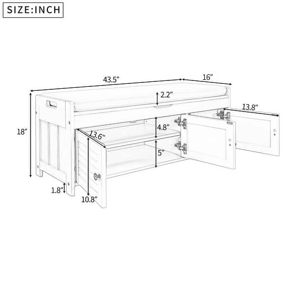 Entryway Storage Bench Linen Cushion Shoe Bench w/Adjustable Shelves Bed Bath & Beyond 38438074