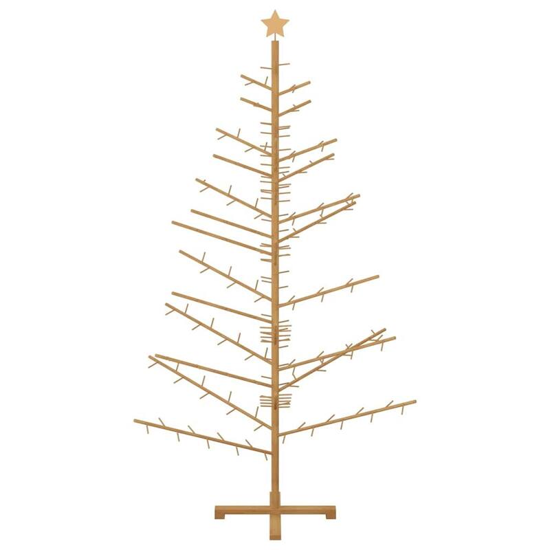 vidaXL Wooden Christmas Tree with Stand Natural/Brown Solid pine wood