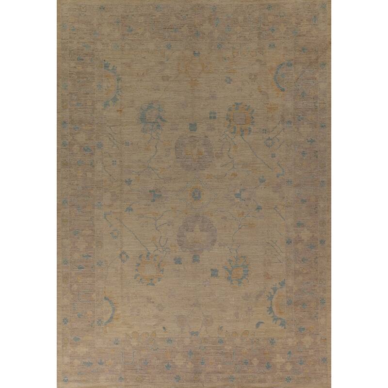 Oushak Turkish Area Rug Handmade Vegetable Dye Wool Carpet - 9'6" x 12'0"