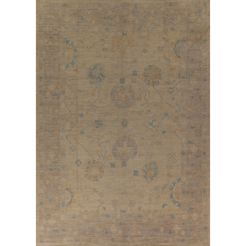 Oushak Turkish Area Rug Handmade Vegetable Dye Wool Carpet - 9'6" x 12'0"