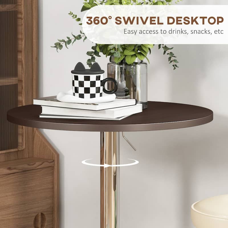 Adjustable Bar Table with Round Swivel Top for Home Bar