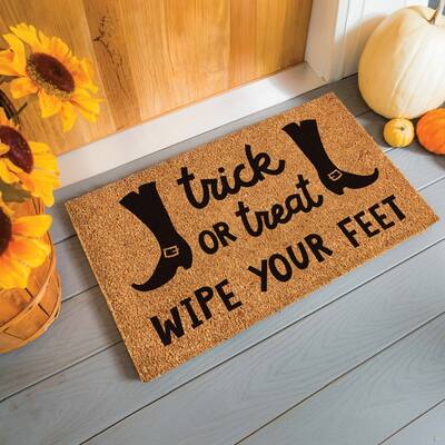 "Trick or Treat, Wipe Your Feet" 28 in. x 16 in. Coir Door Mat