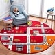 preview thumbnail 60 of 68, SAFAVIEH Carousel Kids Riemy Neighborhood Road Rug 5'3" Round - Red/Ivory