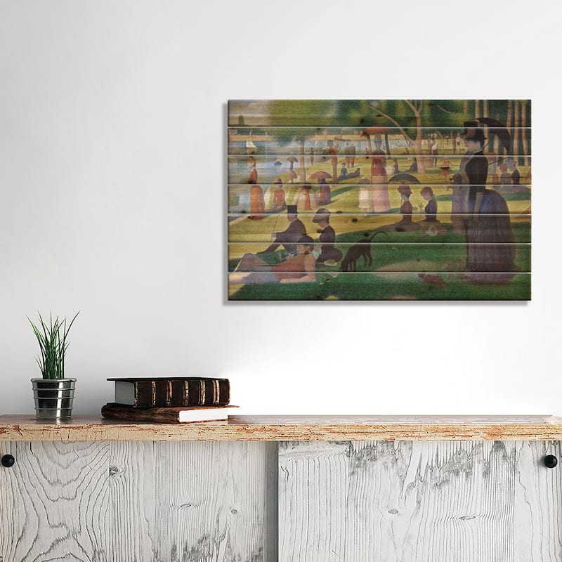 Sunday Afternoon on the Island of La Grande Jatte Print On Wood by Georges Seurat - Multi-Color