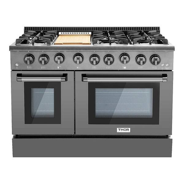 Shop Thor Kitchen Black Stainless Steel 48 Inch Professional Gas Range Overstock 25780981