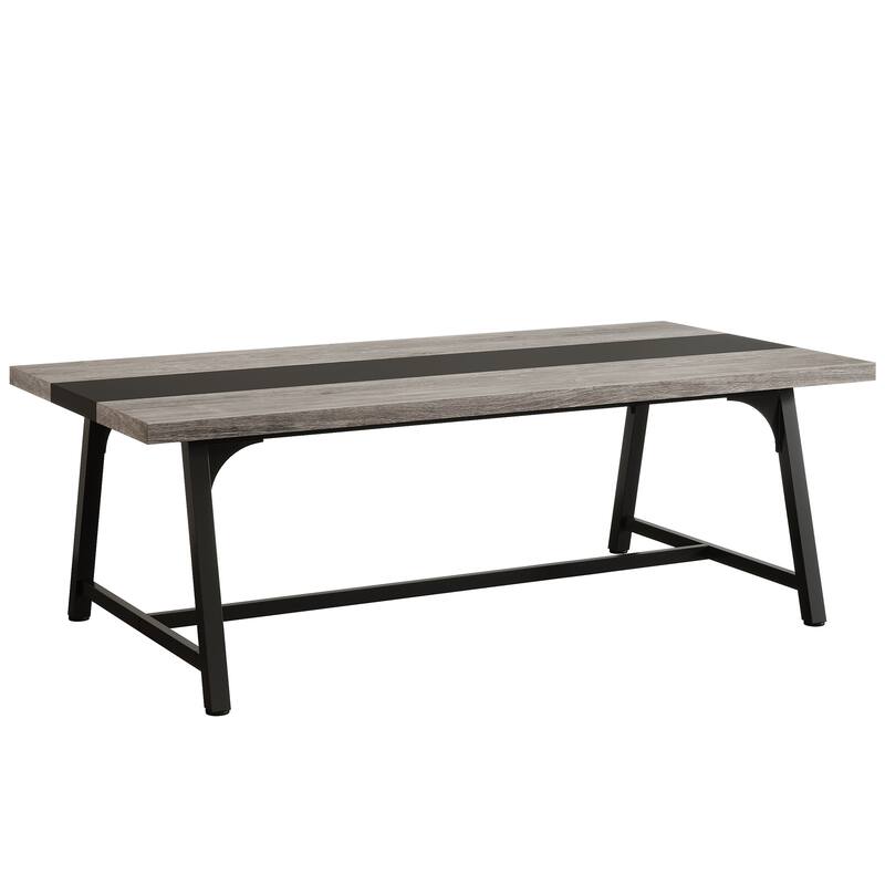 70", Modern Rectangular Conference Table for 6-8 People, Grey & Black