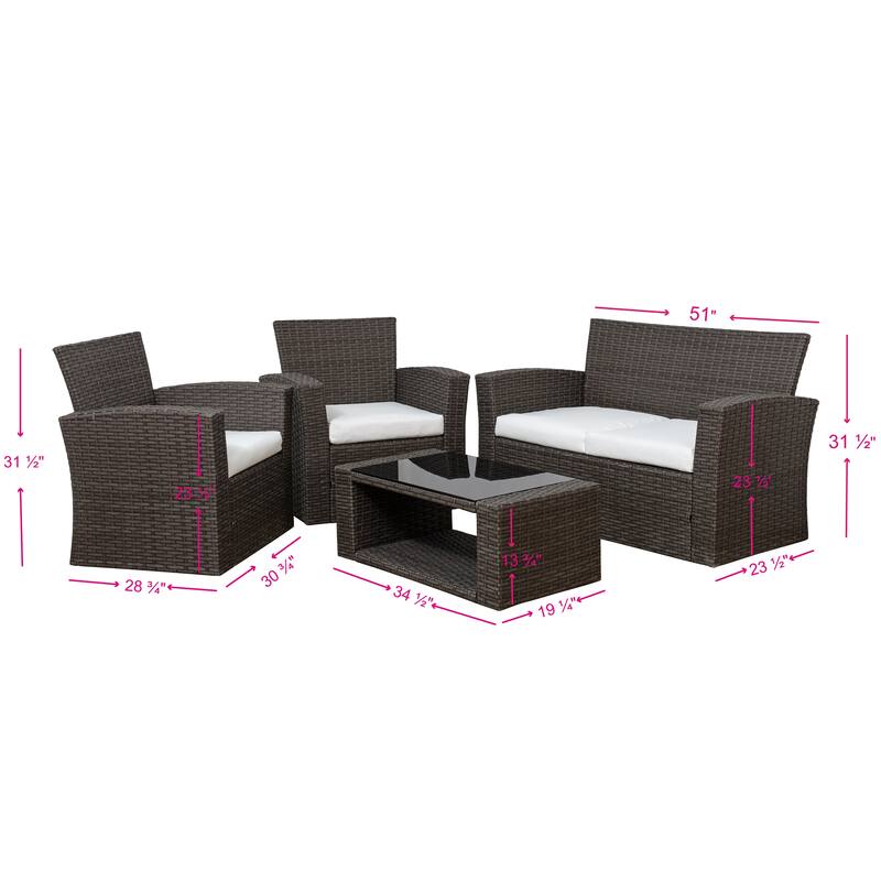 Grandview Outdoor 4-piece Brown Patio Conversation Set with Cushions