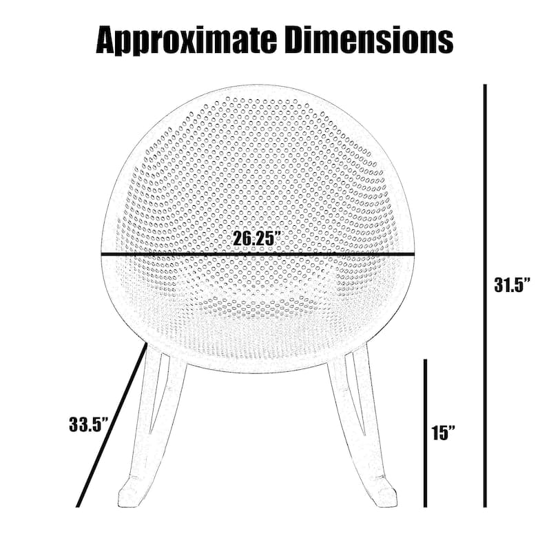 Patio Rocking Chairs | Oval Egg Shaped Lounge Rocker | All Weather Plastic | Modern Accent Side Chair for Indoor or Outdoor Use