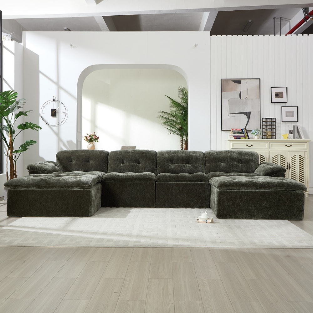 Modular Convertible Cushioned Sleeper Sofa Set