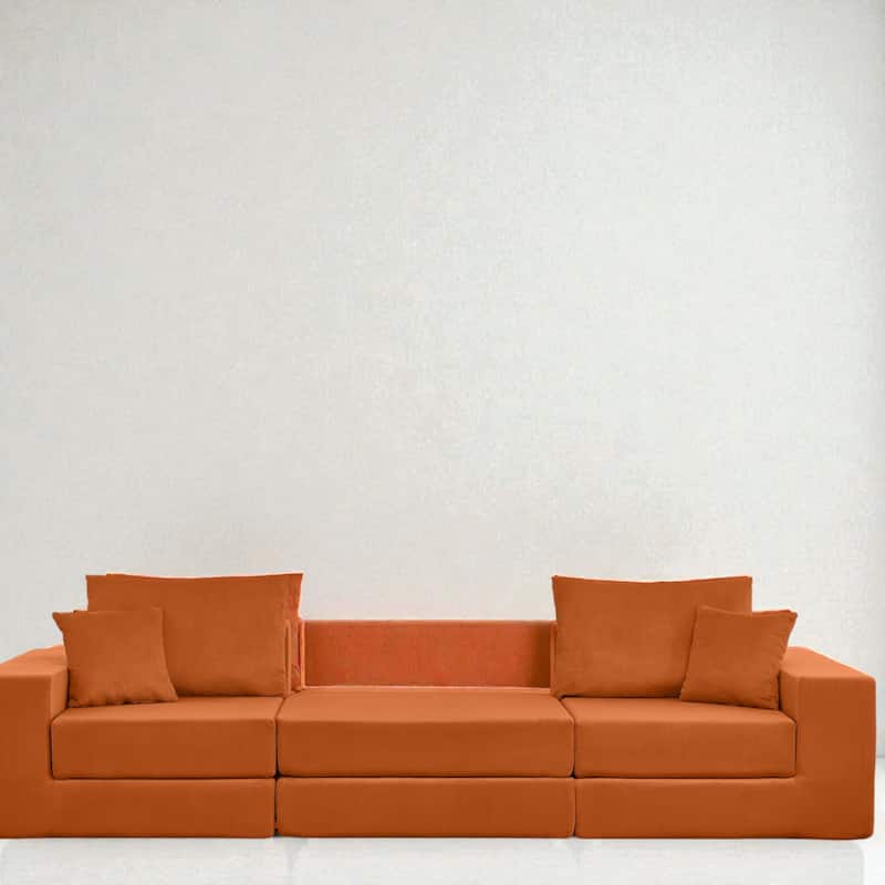Modular Cloud Sectional Couch, L Shaped Upholstered Sofa with Removable Ottoman and Deep Seat, No Assembly