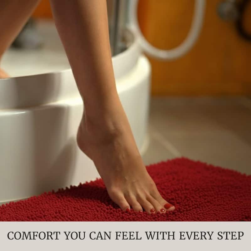 Bathroom Rugs - 2-Piece Memory Foam Bathroom Set with Chenille Shag Top and Non-Slip Base by Windsor Home