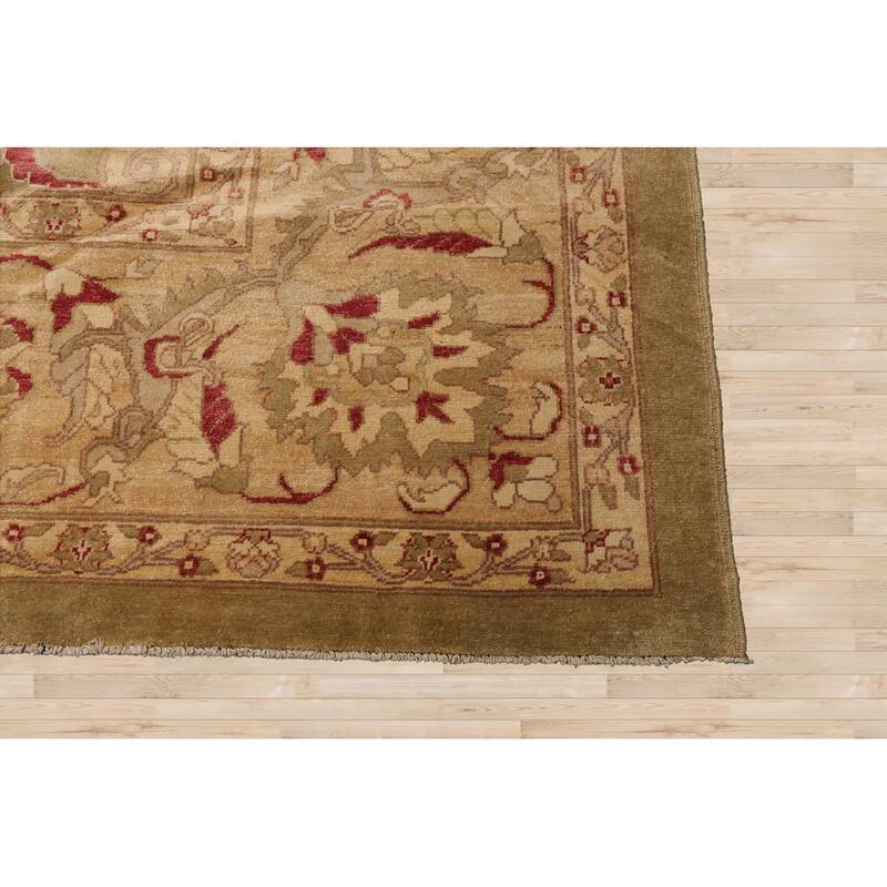 Hand Knotted Chobi Peshawar Pistacchio 100% Wool Traditional Area Rug - 12' 6'' x 17' 11''