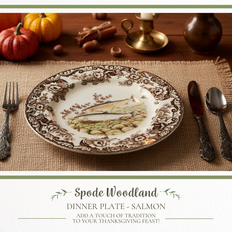 Spode Woodland Fish Motif Salad Plate