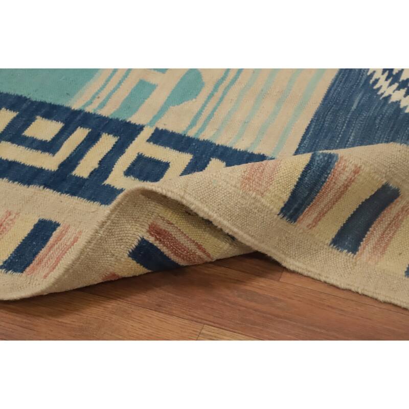 Hand Woven Oriental 100% Wool Carpet Southwestern Tribal Multi-Colored Kilim Area Rug - 8' 0'' X 4' 9''