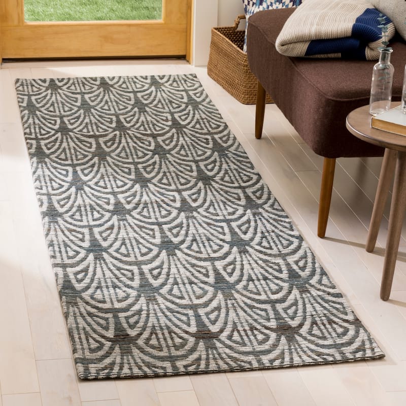 SAFAVIEH Handmade Cape Cod Sangeeta Coastal Jute Rug - 2'3" x 8' Runner - Slate/Ivory