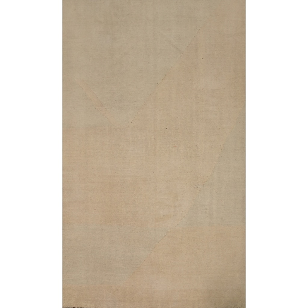 Hand Woven Oriental 100% Wool Carpet Southwestern Tribal Beige & Ivories Kilim Area Rug - 9' 1'' X 5' 11''