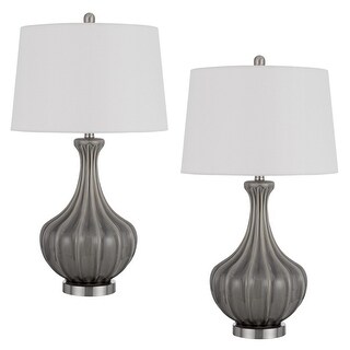 29 Inch Accent Table Lamp Set of 2, Stacked Crackle Glass balls, Silver ...