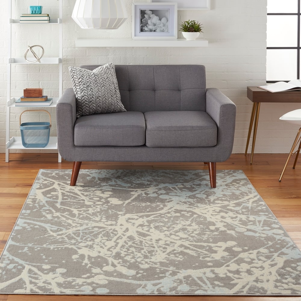 Nourison Jubilant Modern Botanical Abstract Grey Area Rug