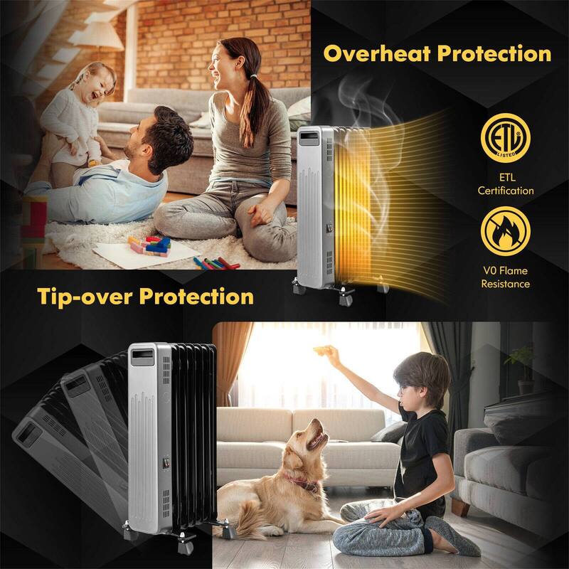 1500W Portable Oil Filled Radiator Heater for Home and Office