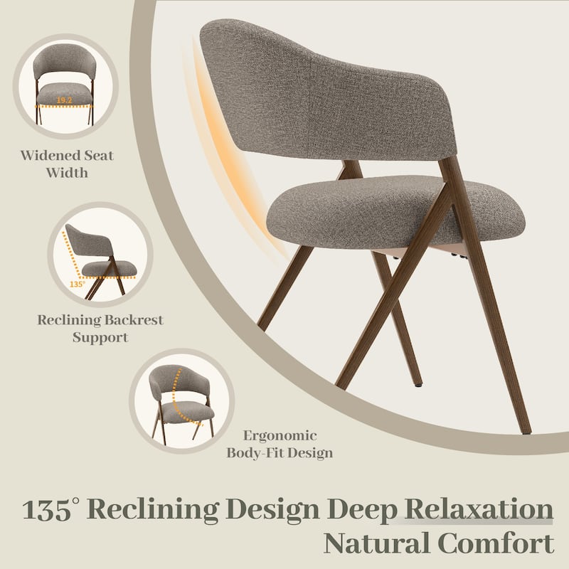 Modern Reclining Dining Chairs, 135° Back & 18.9" Wide Seat with Thick Cushion