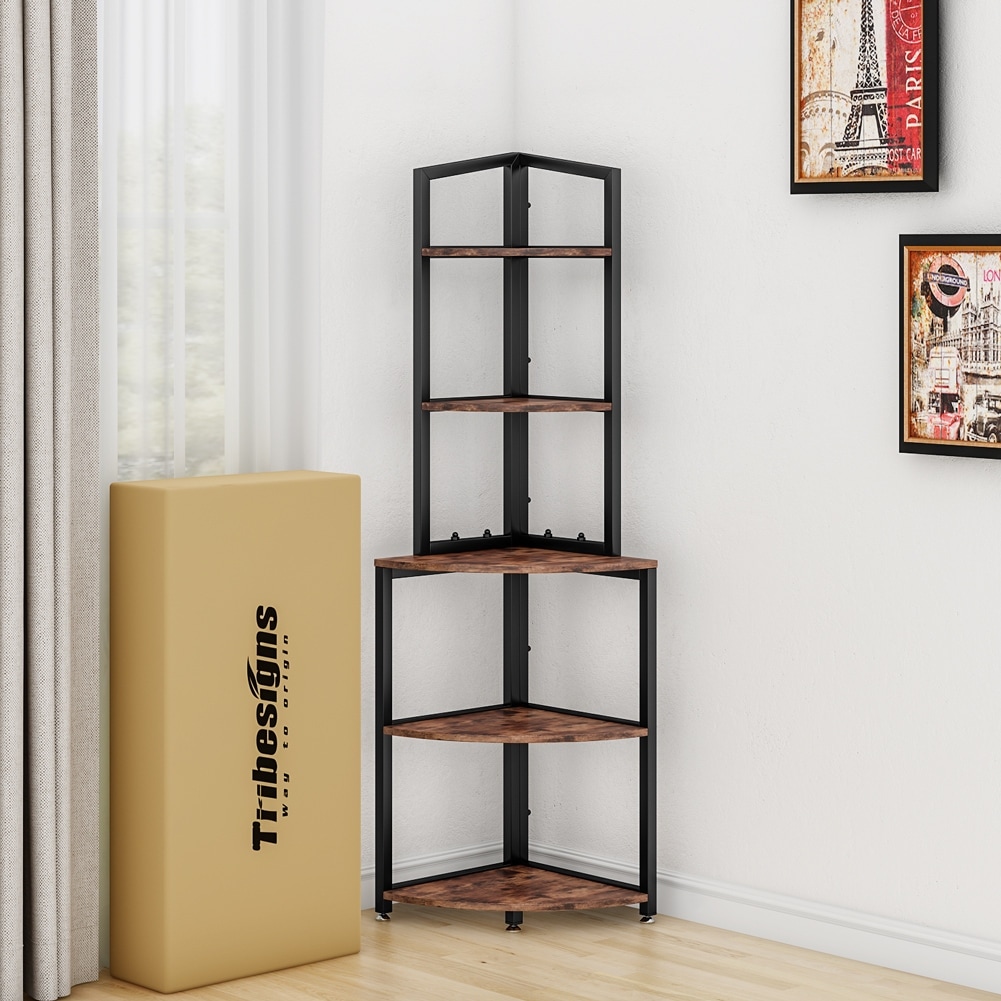 Countertop Corner Shelf, 3-Tier Industrial Wood Counter Corner Organizer  Shelves