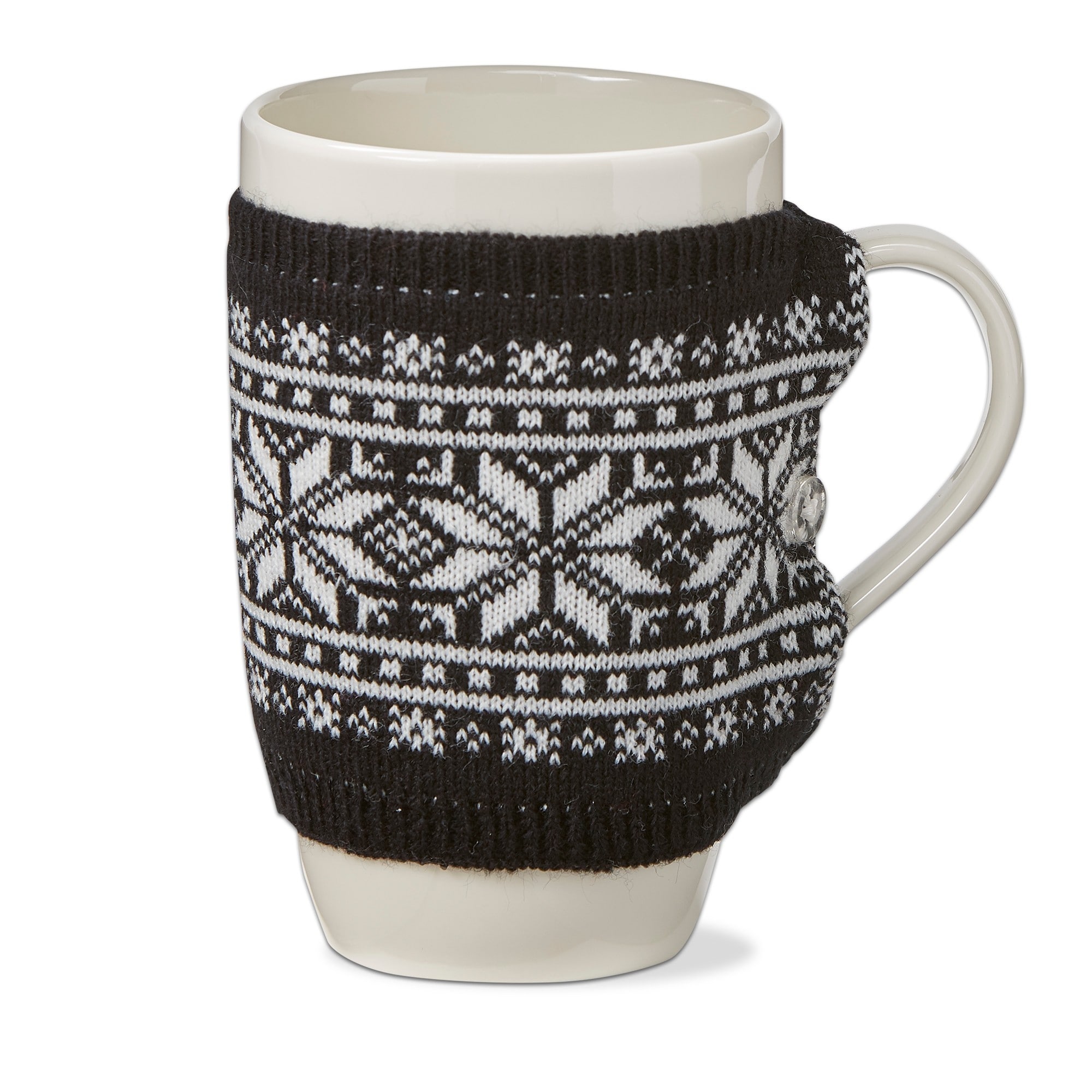 Snowflake Knit Sweater Covered Bone China Dishwasher Safe Mug, 18.0 oz