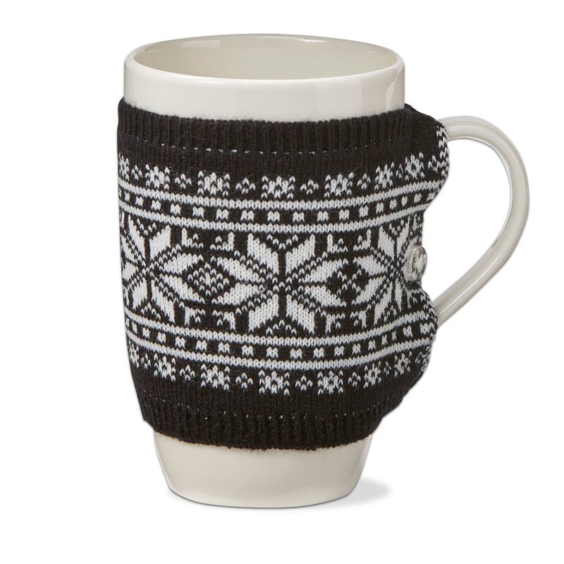 Snowflake Knit Sweater Covered Bone China Dishwasher Safe Mug, 18.0 oz