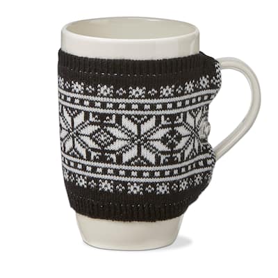Snowflake Knit Sweater Covered Bone China Dishwasher Safe Mug, 18.0 oz