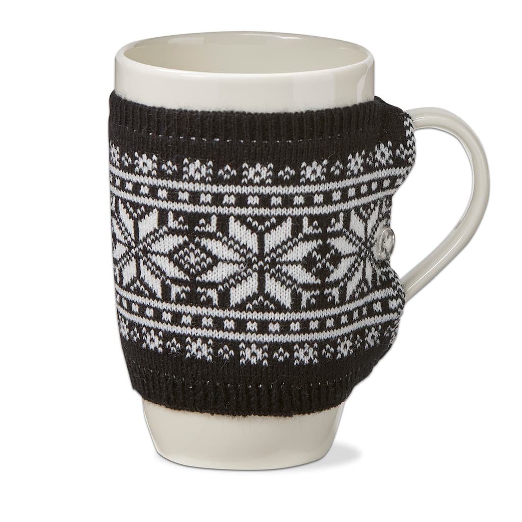 Snowflake Knit Sweater Covered Bone China Dishwasher Safe Mug, 18.0 oz