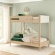 preview thumbnail 1 of 11, Max and Lily Harbor Twin over Twin Bunk Bed with Upholstered Headboard Blonde
