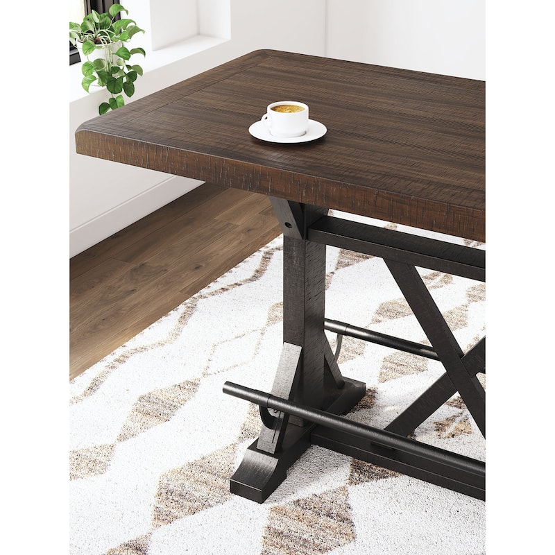 Signature Design by Ashley Valebeck Black/Brown Rectangular Dining Counter Table - 30"W x 60"D x 36"H