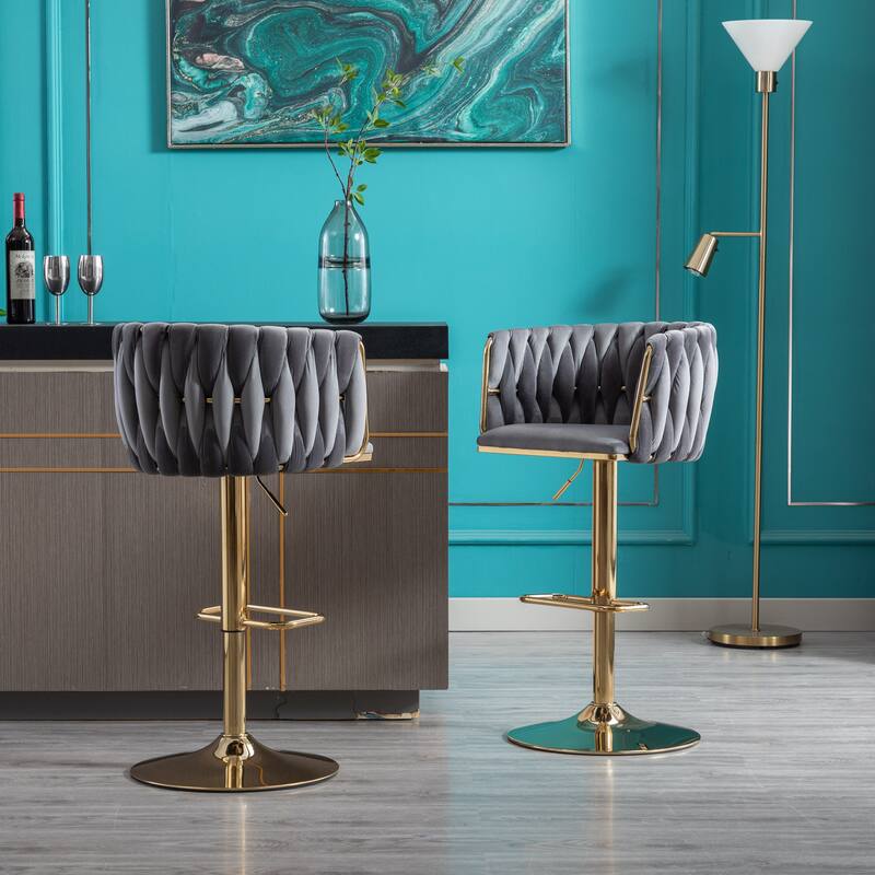 Ostweer Furniture Set of 2 Ivory Simple Swivel Bar Stools