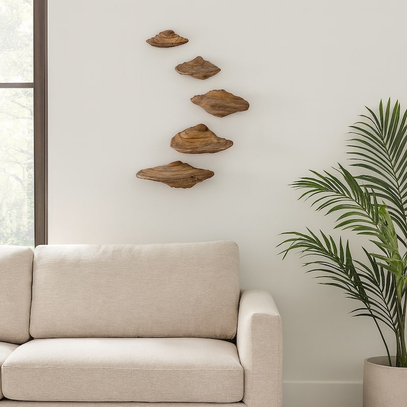 Resin Fungi Wall Decor Set of 5 - Natural, 5/6/7/8/9 in. - Tan - 9" x 4" x 6"