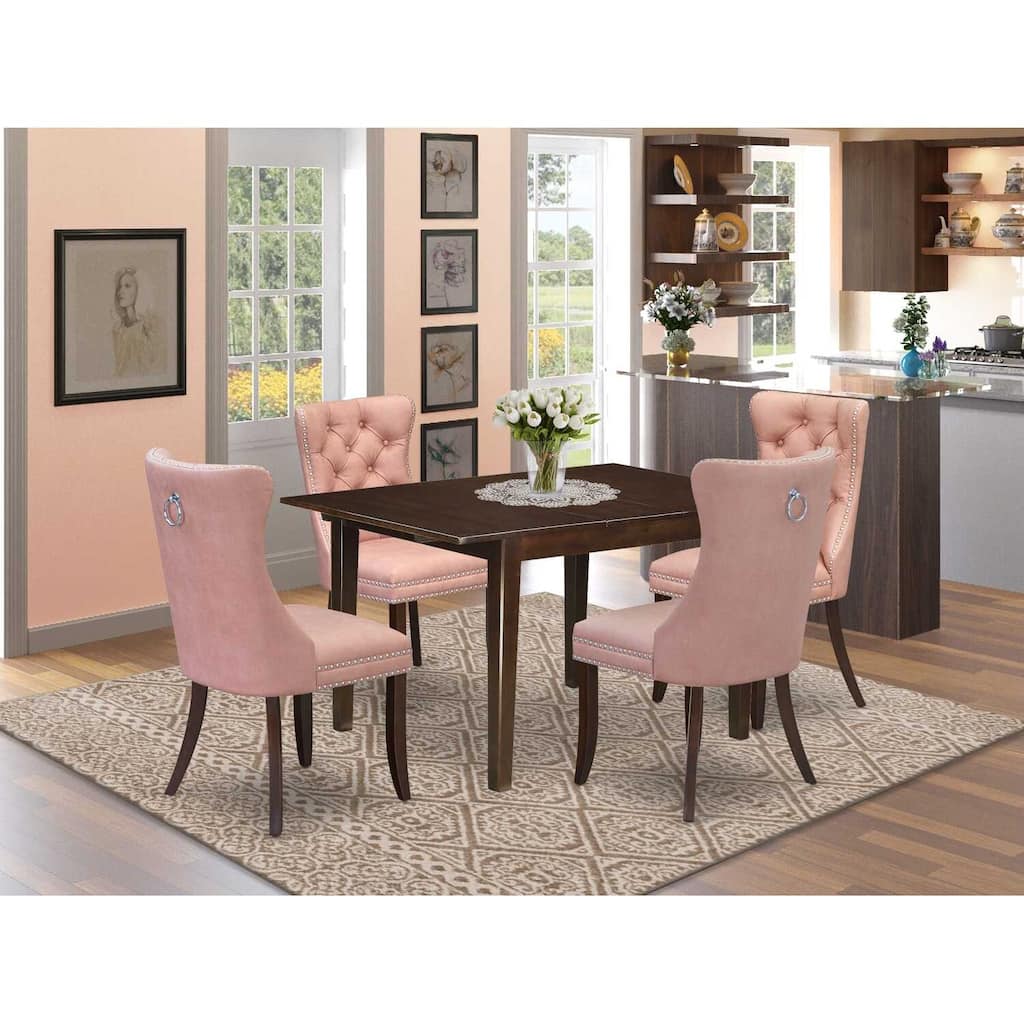5-Piece Mahogany Finish Solid Wood Top - Rectangular Dining Room Set - Seats 4