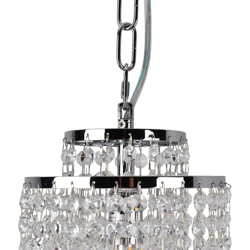 1-Light Crystal Pendant Light,for Kitchen Island Living Room Bar Lighting Fixtures - Chrome