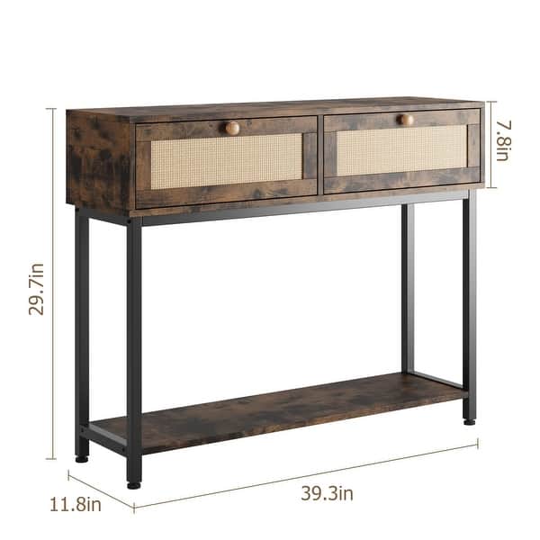Rattan Console Table with 2 Drawers - Bed Bath & Beyond - 41235234
