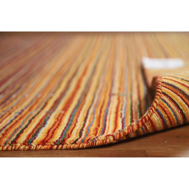 Hand Knotted Oriental 100% Wool Carpet Tribal Stripe Multi-Colored Gabbeh Area Rug - 7' 9'' X 5' 4''