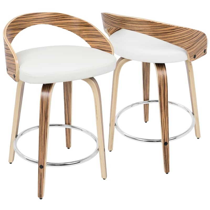 Carson Carrington Stavanger 24" Fixed-Height Counter Stool with Bent Wood Legs & Round Footrest (Set of 2)