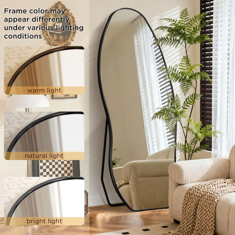 Metal Irregular Full Length Floor Mirror Freestanding Mirror Wall Mounted