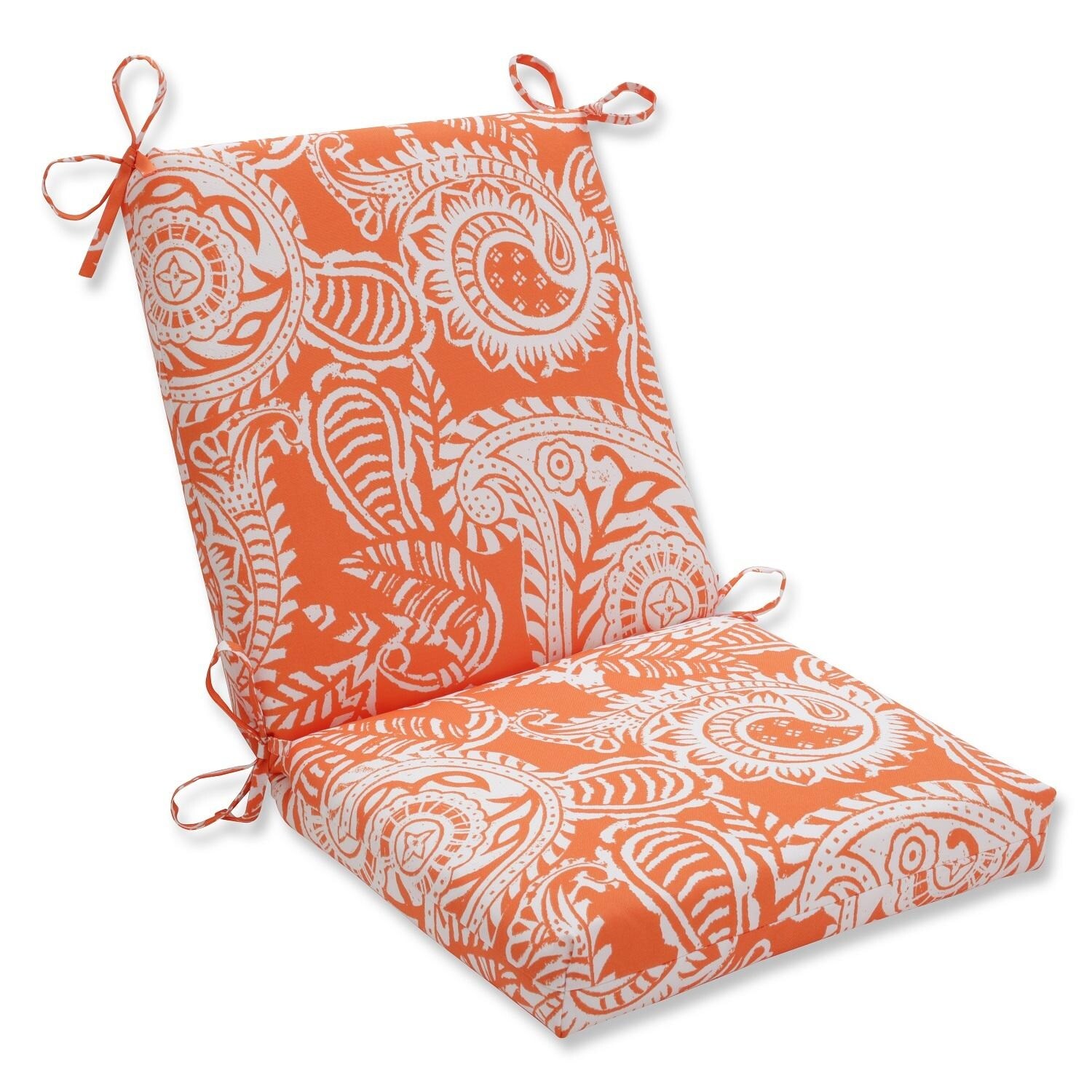 Shop 36 5 White Paisley Swirl And Coral Outdoor Patio Chair Cushion Orange Overstock 16618628
