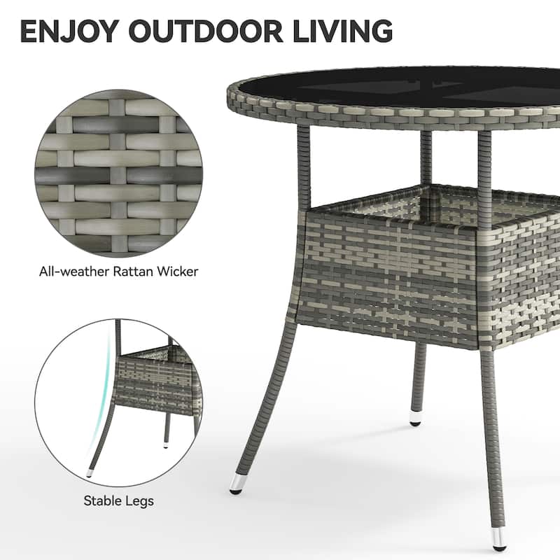 Outdoor Patio Wicker Table - 31.5" L x 31.5" W x 28.7" H