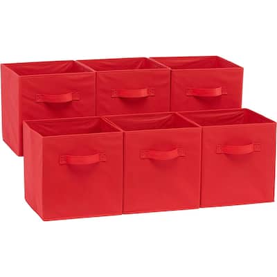 Basics Collapsible Fabric Storage Cubes Organizer with Handles,Pack of 6