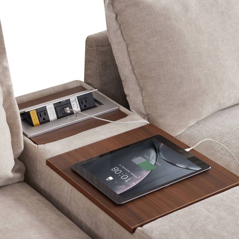 131" Chenille U-Shaped Modular Sectional Sofa with Console