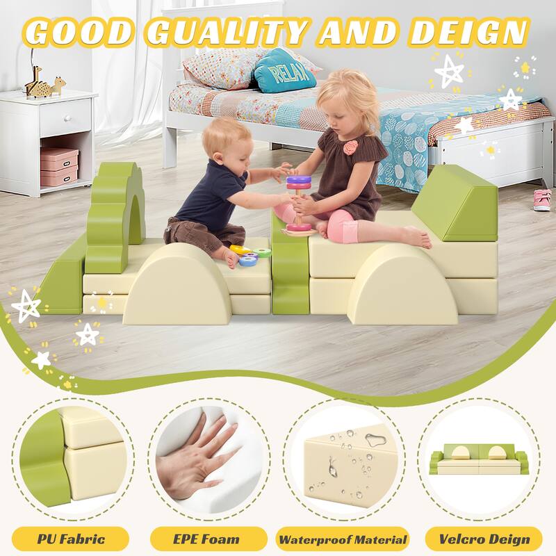 Foam Climbing Blocks Convertible Sofa ,Kids Play Couch, Indoor Climbing Structure for Toddlers, Infant, Kids, Pre-school