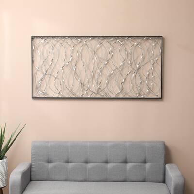 Silver Metal Infinity Rectangular Black Framed Wall Decor