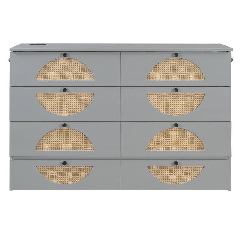 Modern Murphy Bed with Drawer, USB Ports, and Outlets