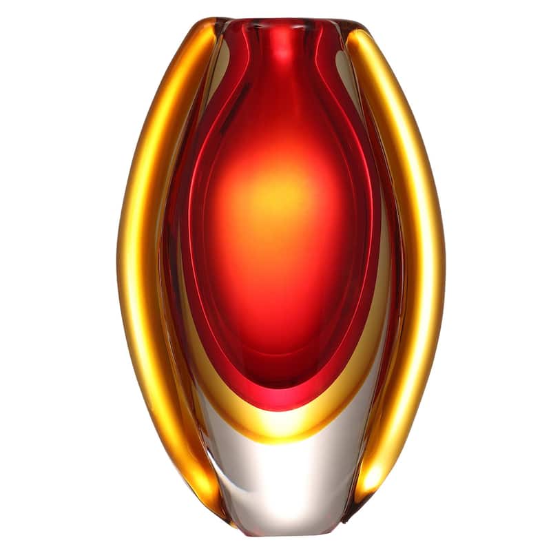 Luxury Lane Hand Blown Sommerso Oval Art Glass Vase 8.5-10 inch tall