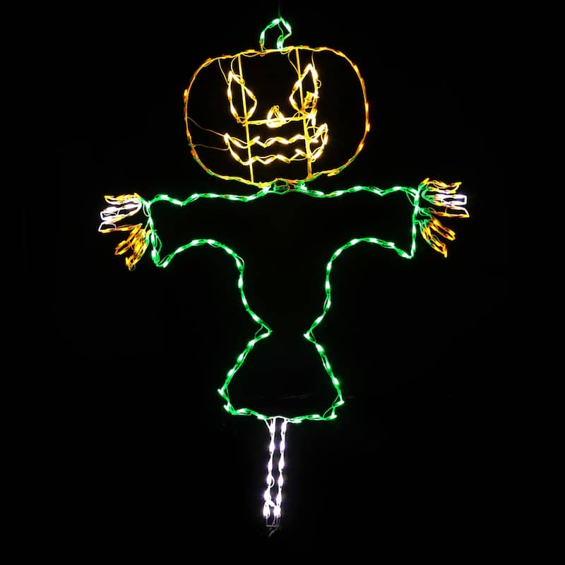 Halloween LED Jack O Lantern Happy Scarecrow 72 inches
