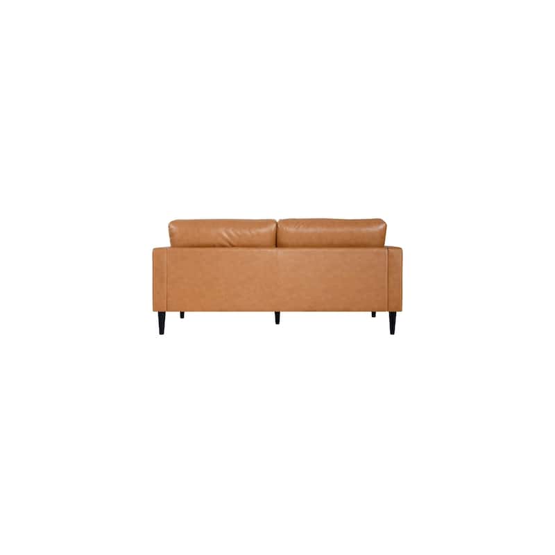 Marisa Genuine Oversized Mid-Century Leather Sofa, Wooden Legs Sectional Sofa, Superior Comfort for Living Room