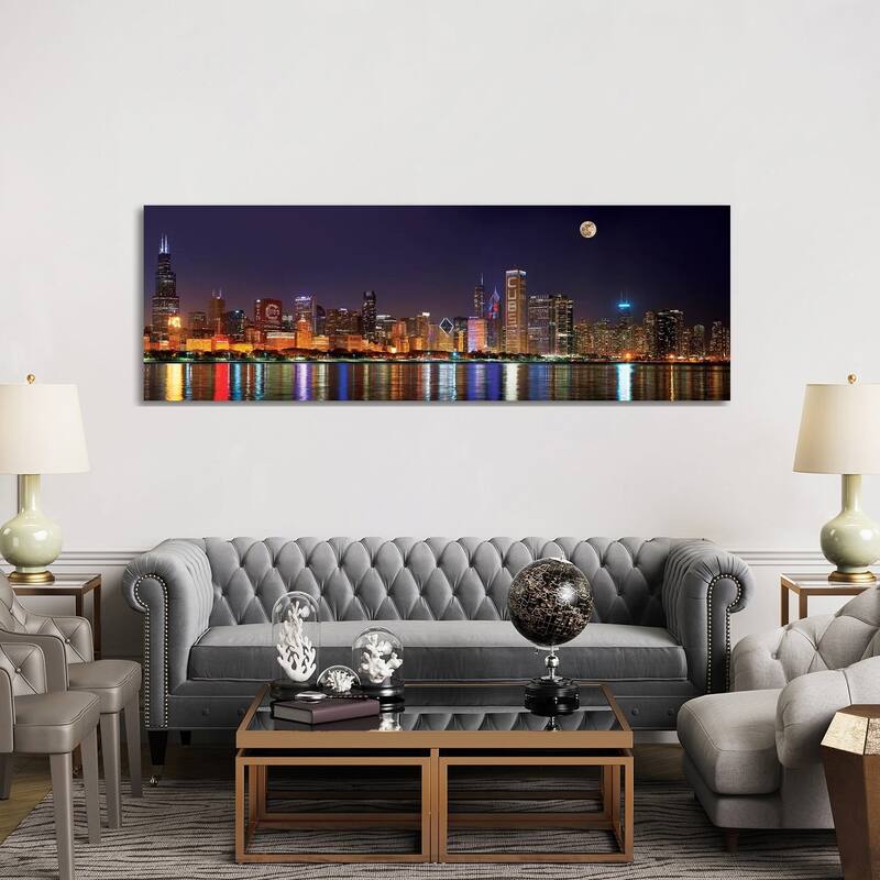 iCanvas "Chicago Cubs Pride Lighting Across Downtown Skyline II, Chicago, Illinois, USA" by Panoramic Images Canvas Print